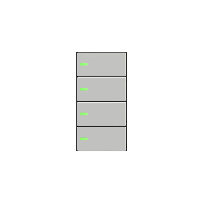EK-T4R-20-BL-GAG -,  4 x Knapp m/LED, Sølv (Plastic)