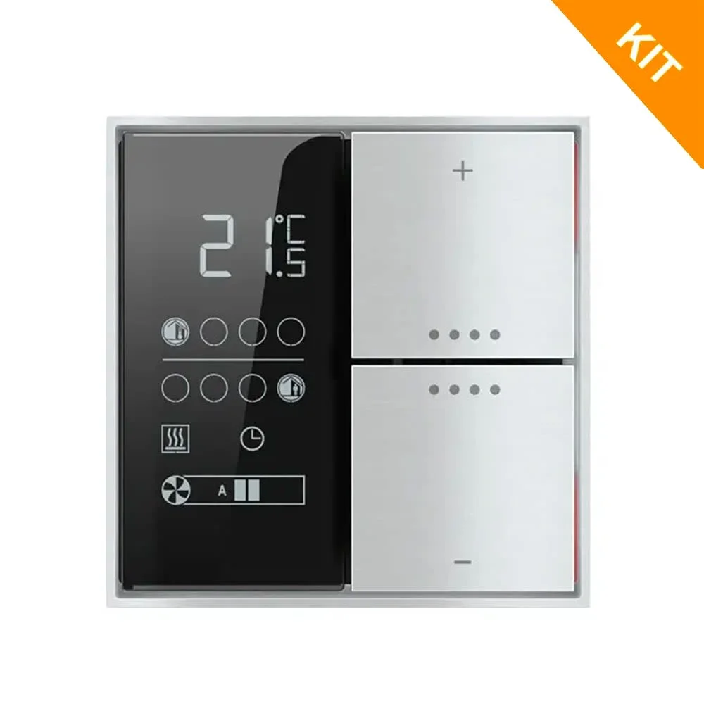 Ekinex EP2-TP-RW-NF, temp. & 2 knapp, Plastic Silver, FF NF