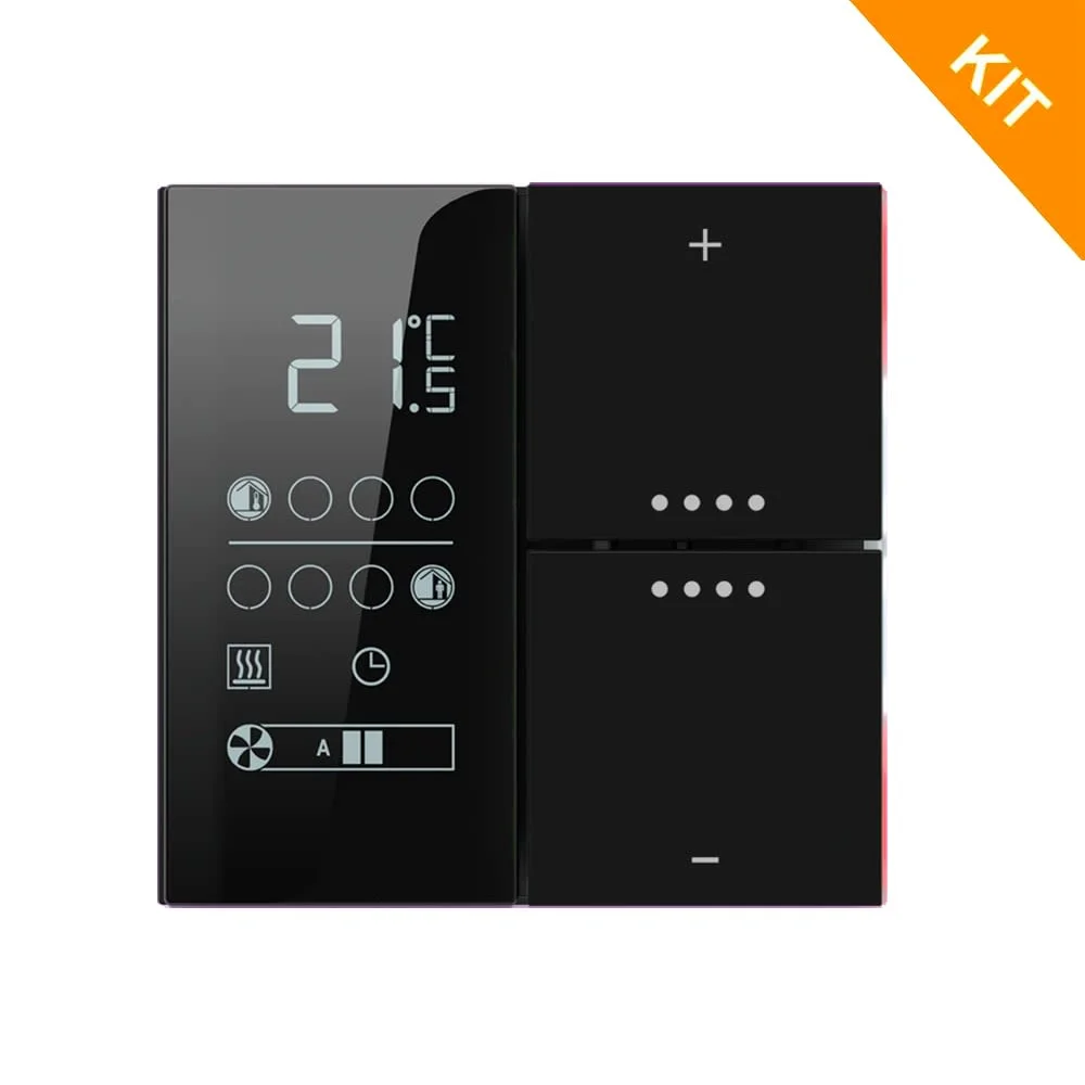 Ekinex EP2-TP-RW-NF, temp. & 2 knapp, Plastic Black, FF NF