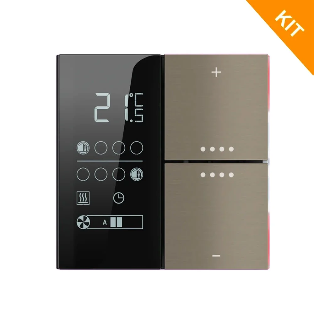 Ekinex EP2-TP-RW-NF, temp. & 2 knapp, Metal Nickel, FF NF