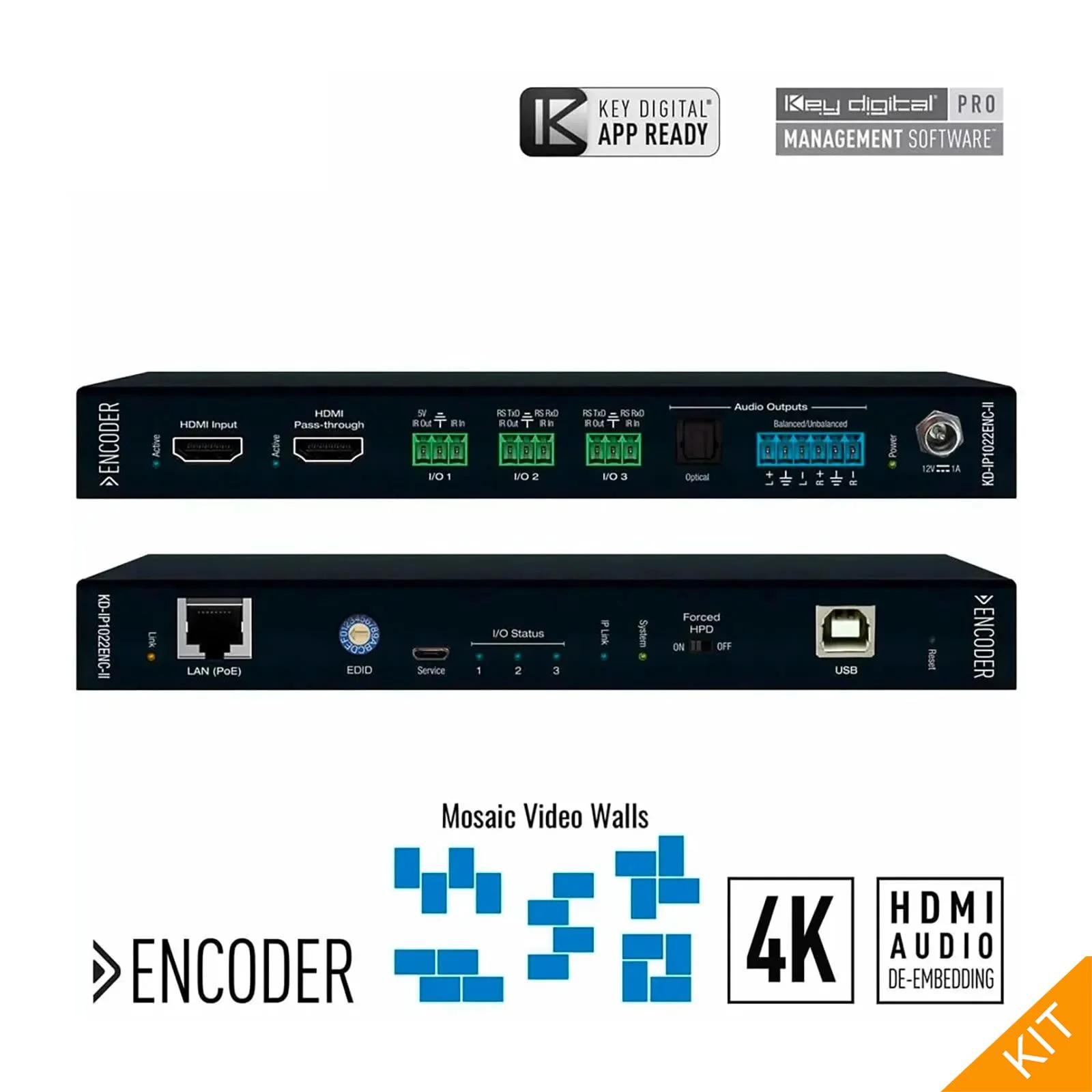 KD-IP1022ENC-II, 4K UHD AV over IP Encoder with Indep. Video