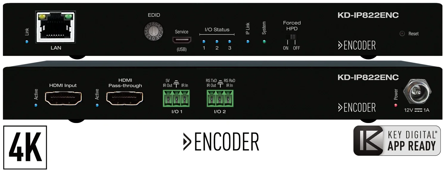 KD-IP822ENC, 4K Enterprise AV over IP Encoder, PoE, HDMI Pas