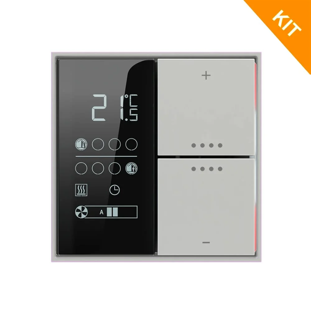 Ekinex EP2-TP-RW, temp. & 2 knapp, Plastic Silver, FF FORM