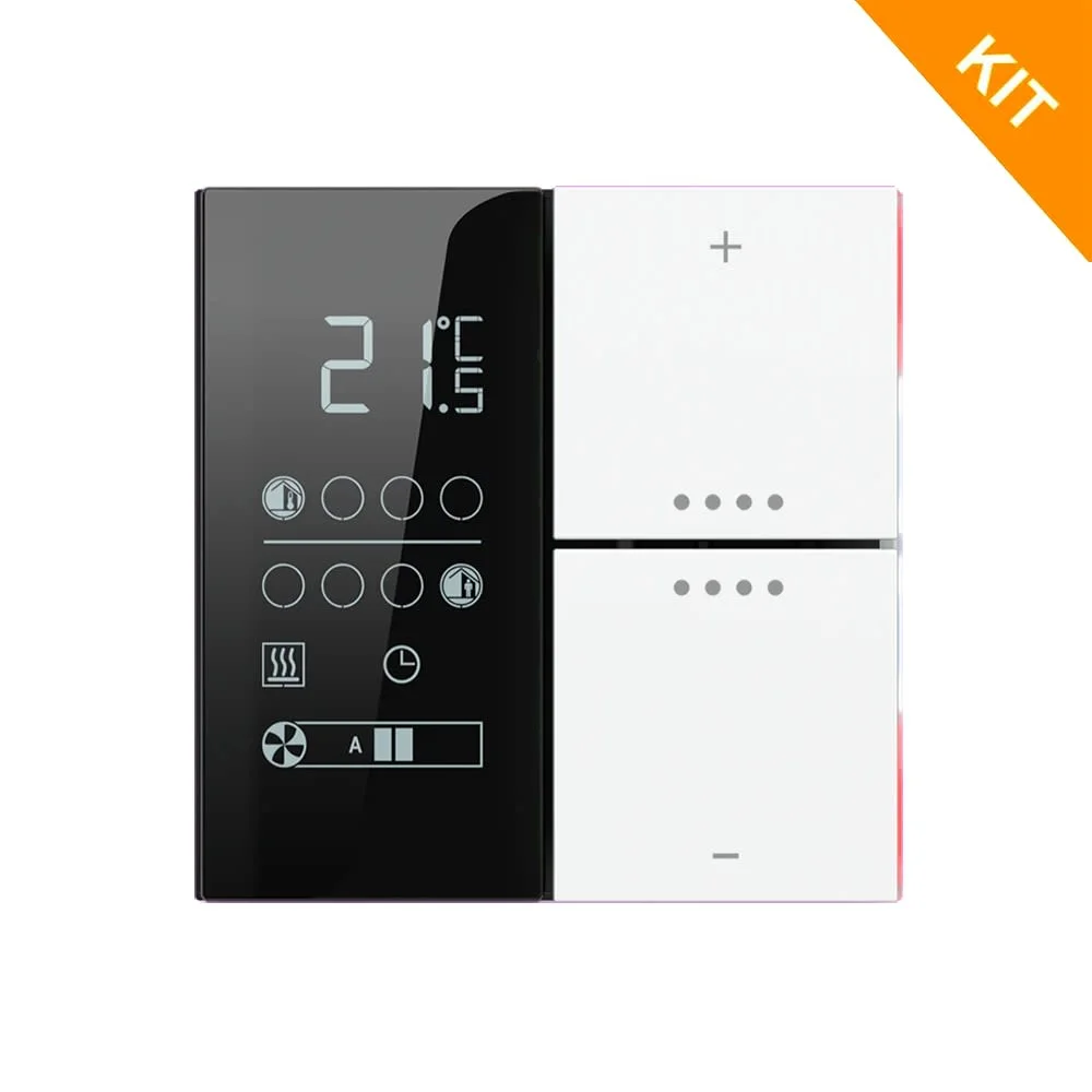 Ekinex EP2-TP-RW-NF, temp. & 2 knapp, Plastic White, FF NF