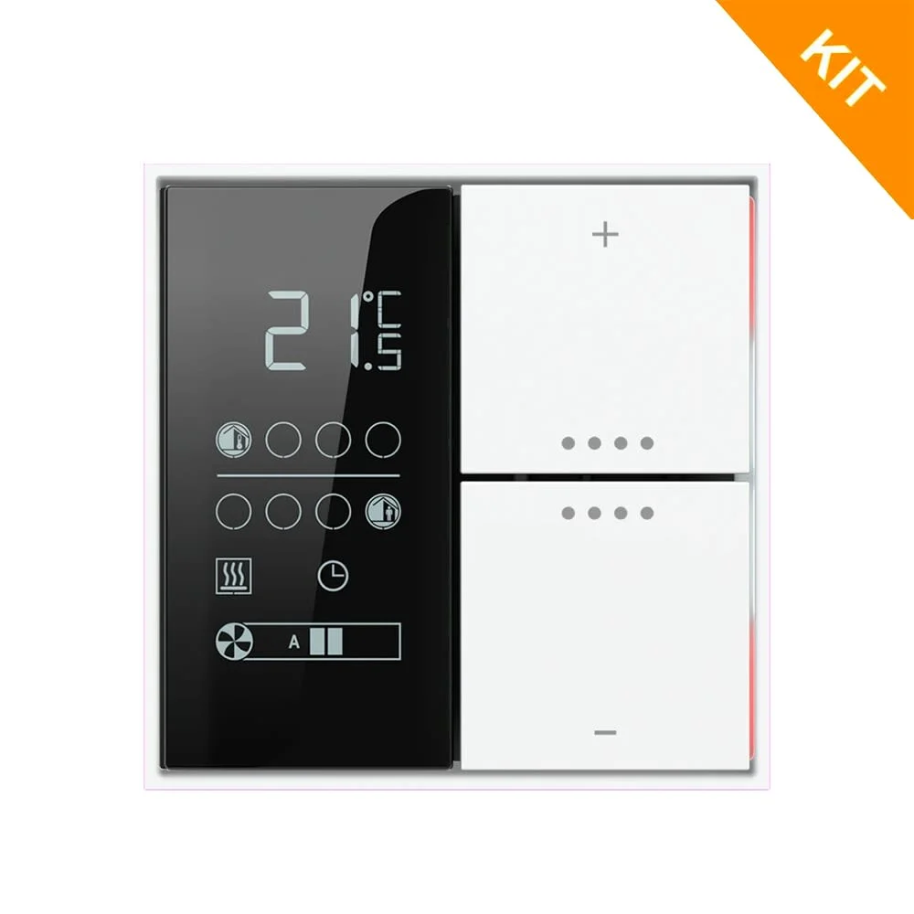 Ekinex EP2-TP-RW, temp. & 2 knapp, Plastic White, FF FORM