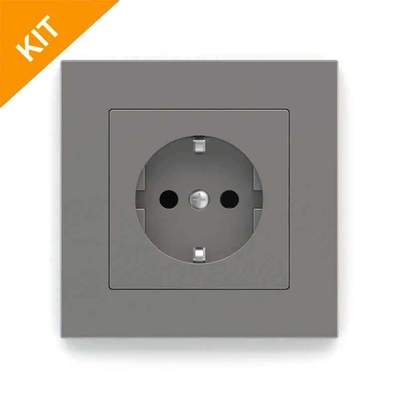 EK-PWS-DE, stikkontakt m/ramme i hematite til 71serien (deep