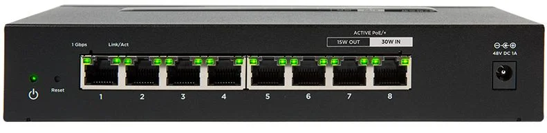 AN-110-SW-C-8P, PoE Powered 8-port Unmanaged/Gigabit Switch