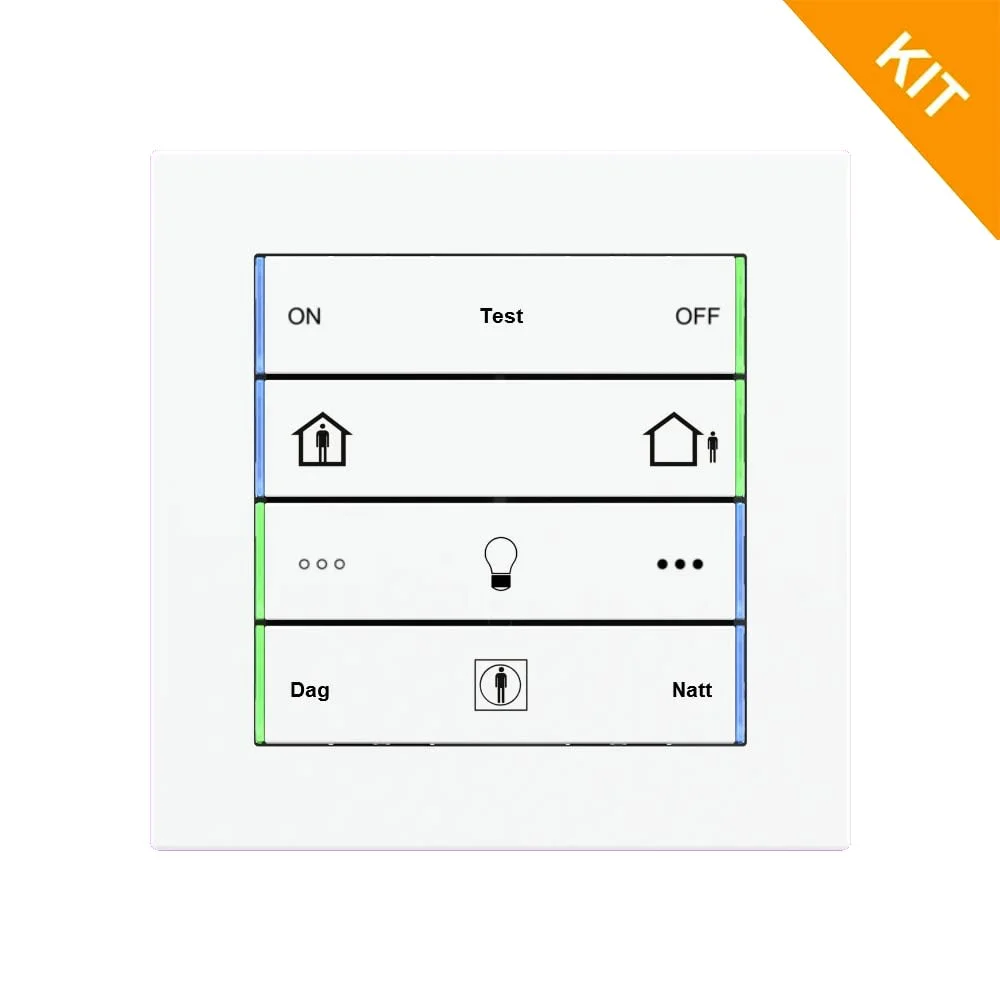 EK-E13-TP-BG, 4 x recta horiz rocker i hvit, kit m/gravering