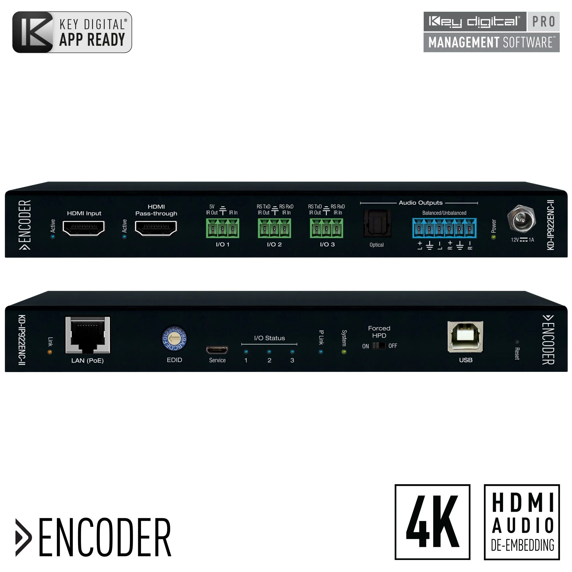 KD-IP922ENC-II, 4K AV over IP System Encoder with PoE, stk