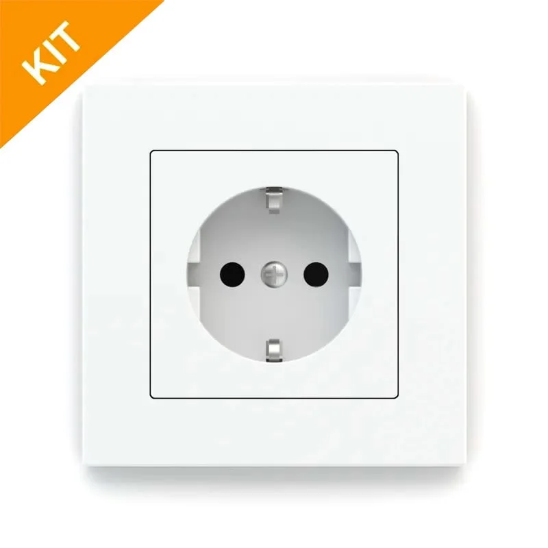 EK-PWS-DE, stikkontakt m/ramme i hvit 71serien