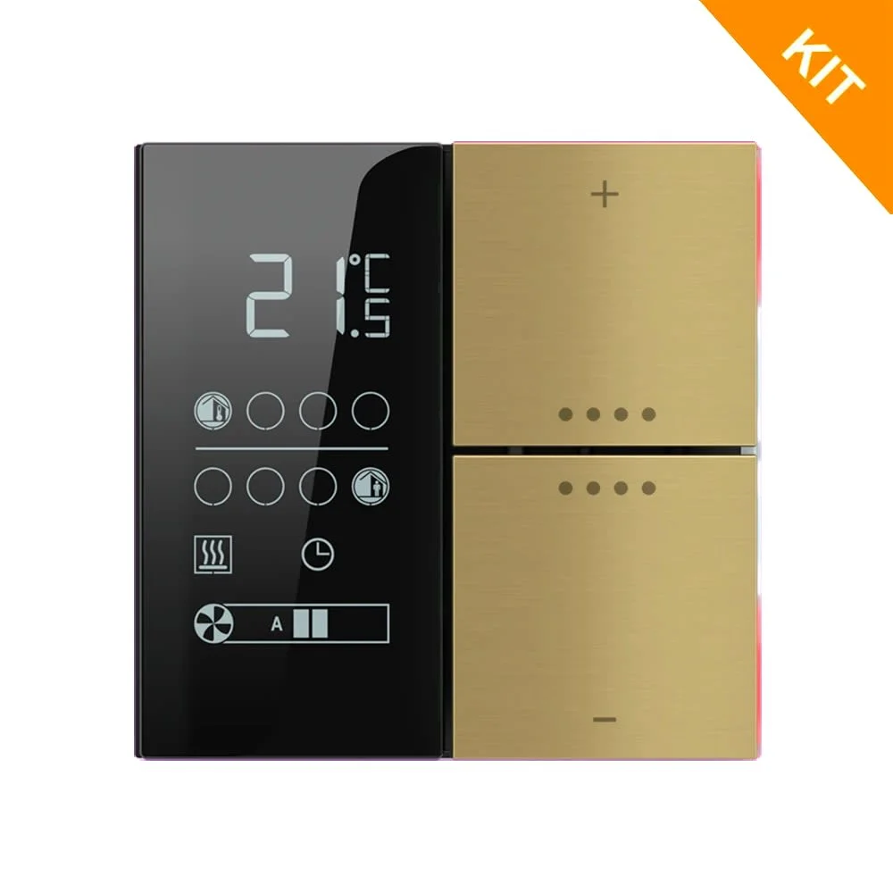 Ekinex EP2-TP-RW-NF, temp. & 2 knapp, Metal Brass, FF NF