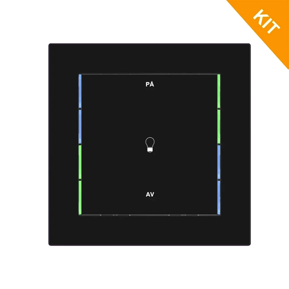 EK-E13-TP-BG, 1 x square rocker i sort, kit m/gravering