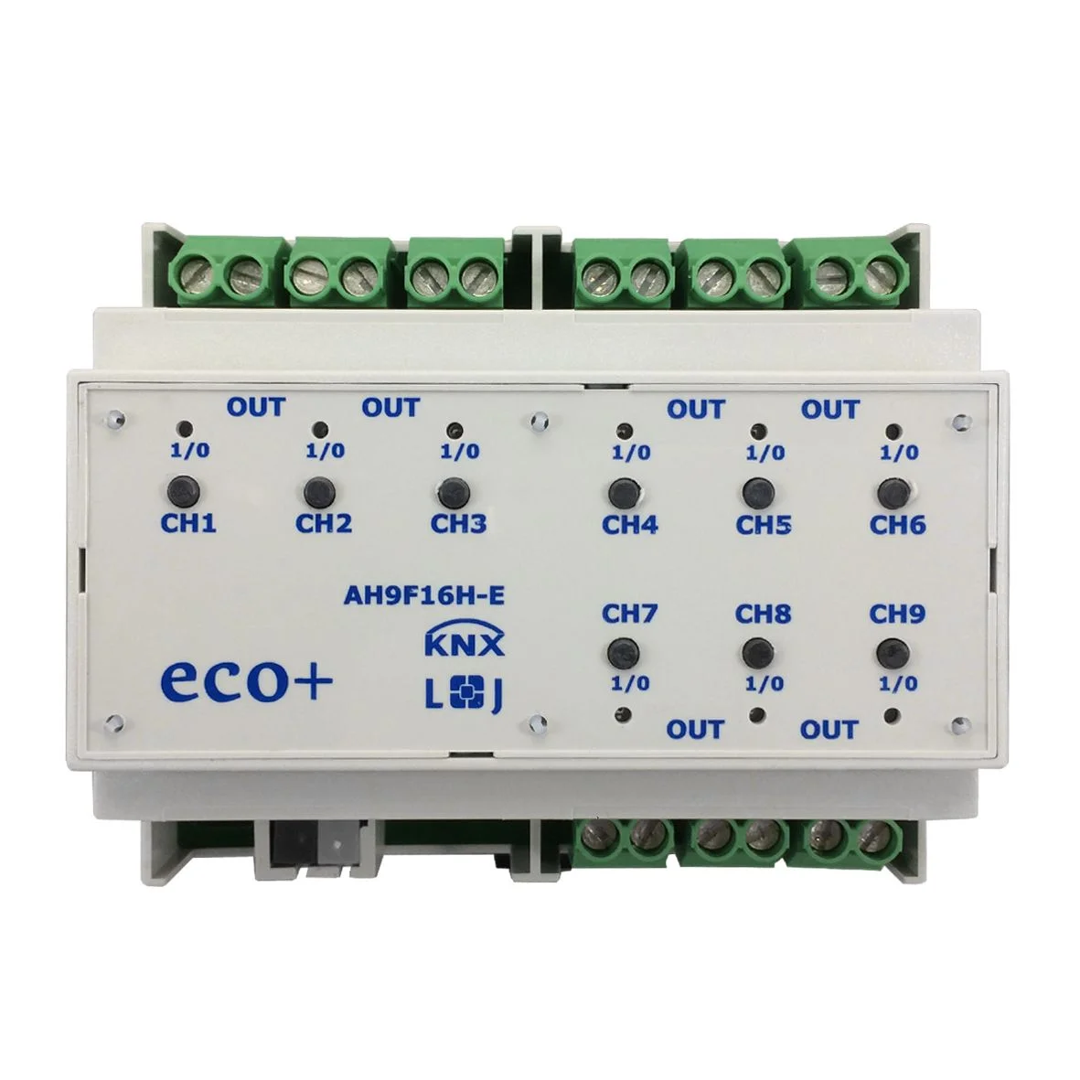 AH9F16H-SEC, KNX Secure switching actuator 9 fold, manual op