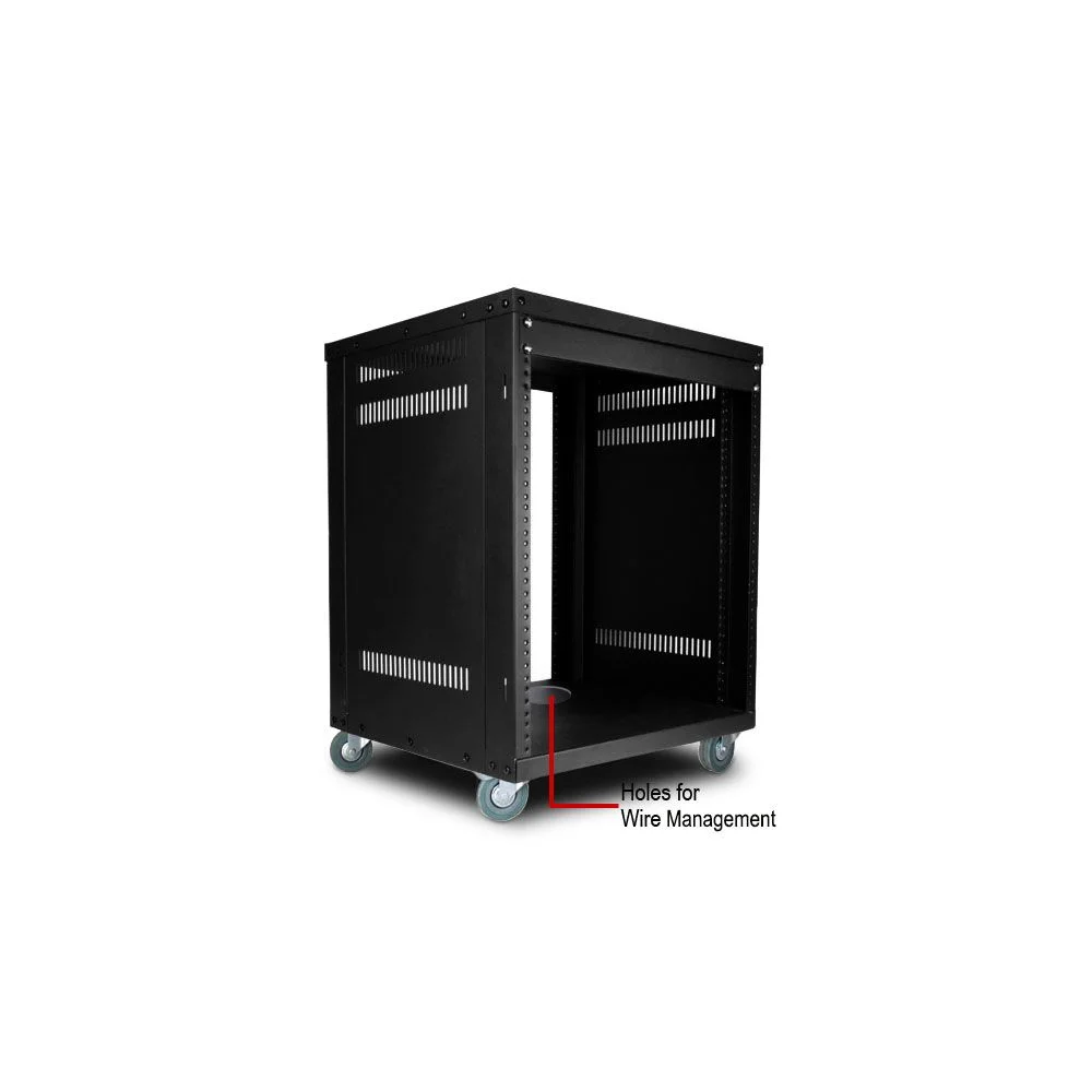 SR-CS-RACK-12U, Strong™ 12U Rack w/ Side Pan. & Fine Casters