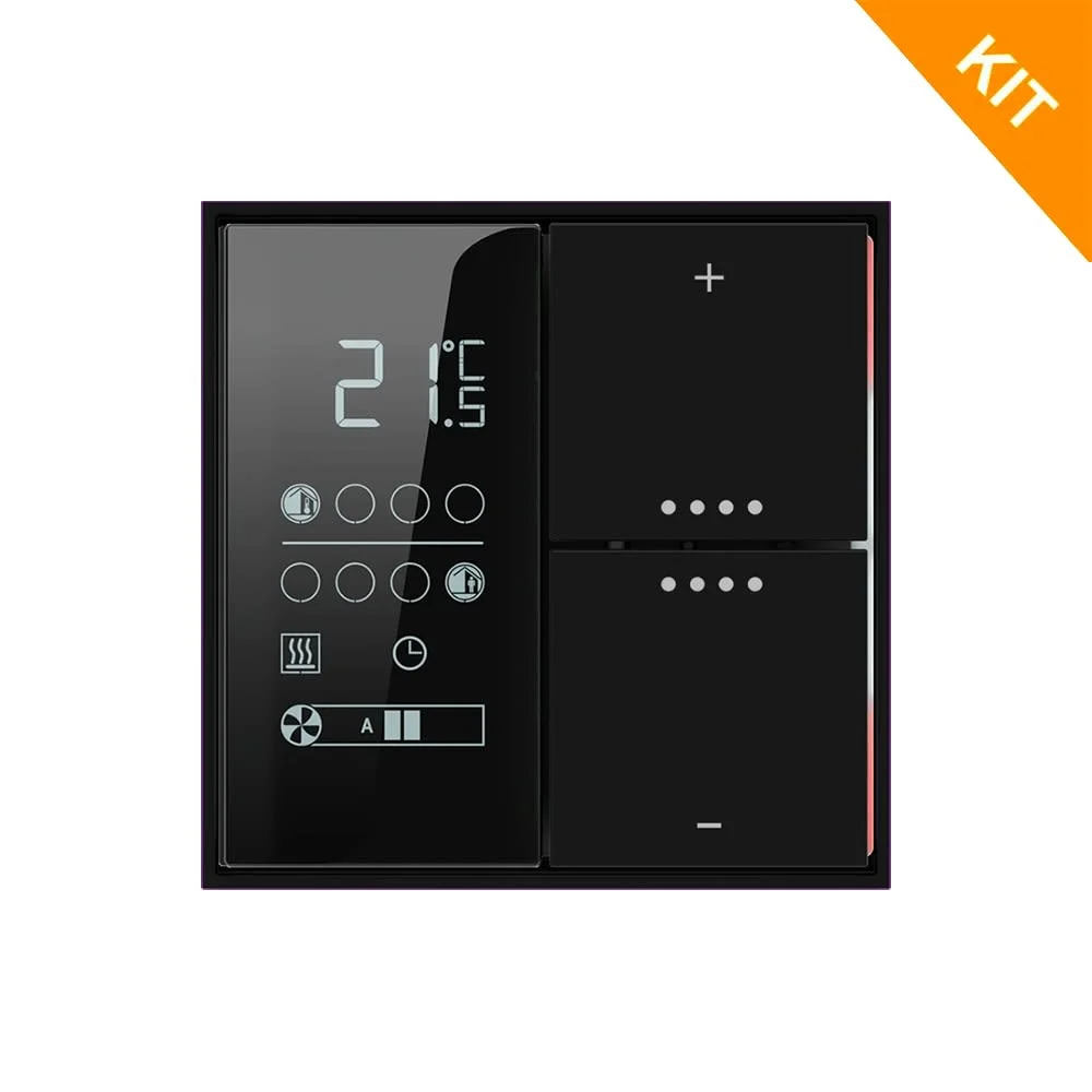 Ekinex EP2-TP-RW, temp. & 2 knapp, Plastic Black, FF FORM