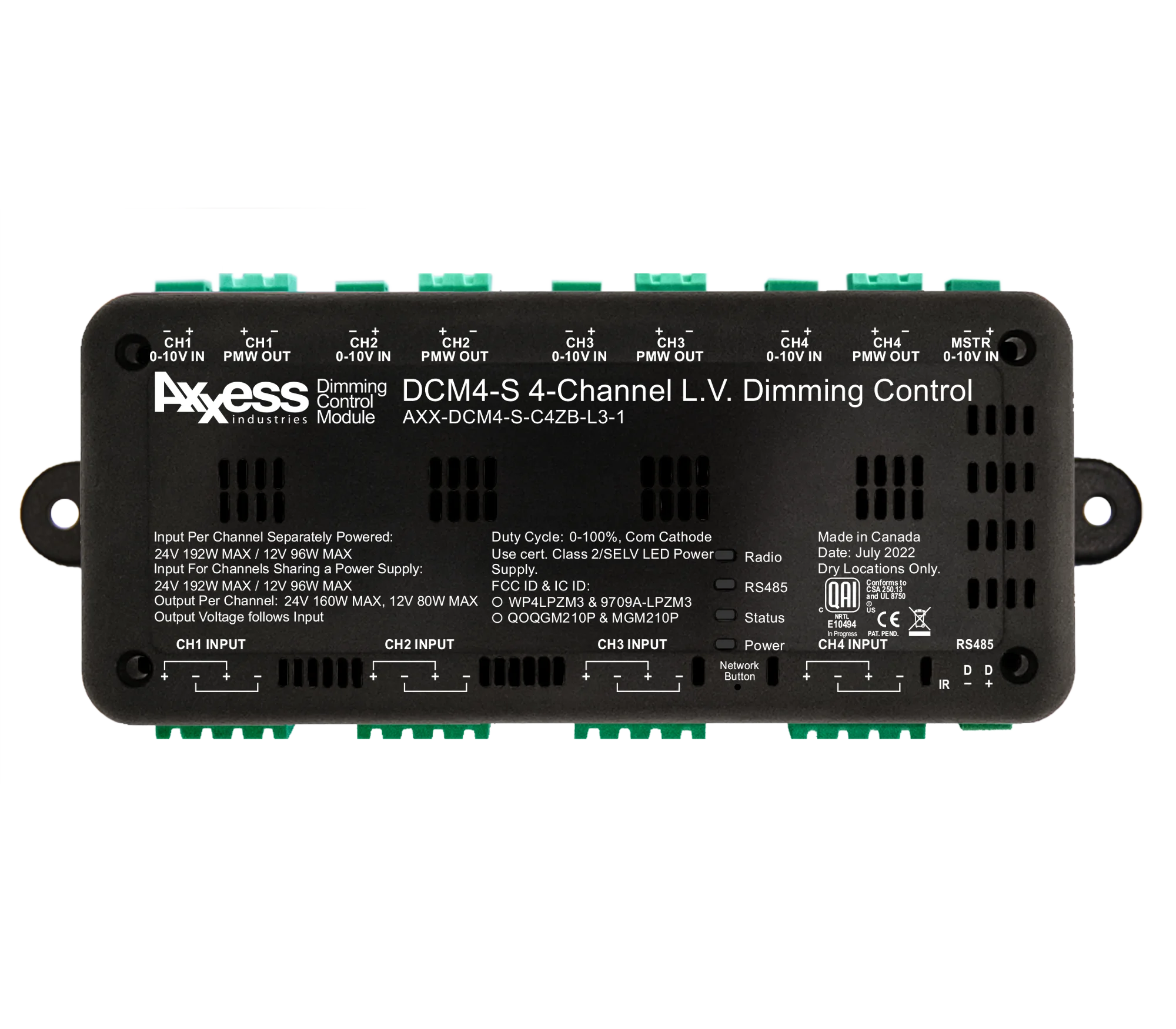 AXX-DCM4-S-C4ZB-L3-1, 4-Channel Dimming Control Module