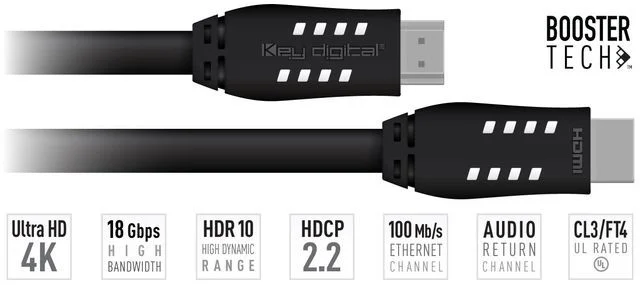 KD-Pro50G, 50FT HDMI Cable (18G, UHD/4K, CL3/FT4, BoosterTec