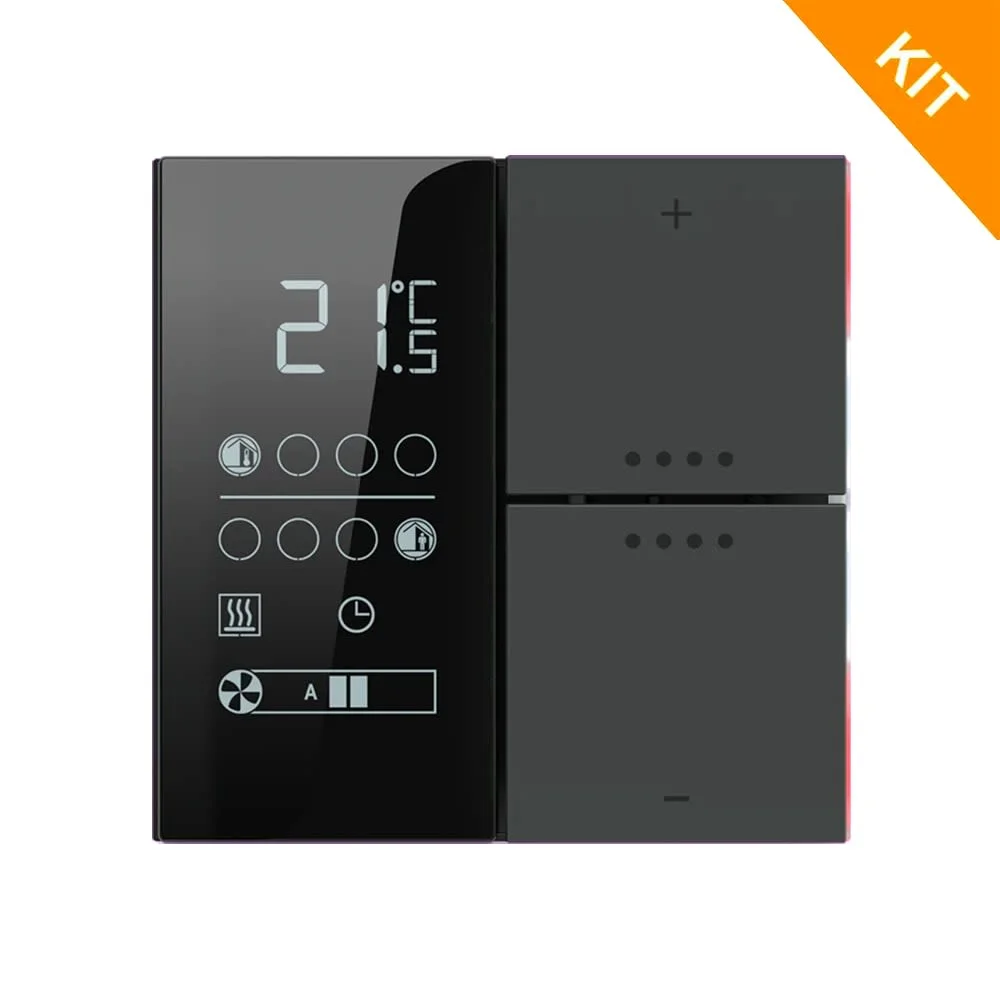 Ekinex EP2-TP-RW-NF, temp. & 2 knapp, Grey Bromine, FF NF