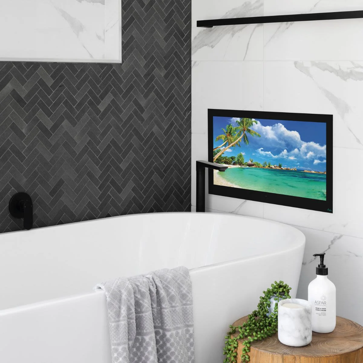 AL-22B, 22" Alpha Complete Bathroom TV with Black Glass